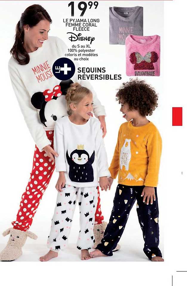 le pyjama long femme coral fleece disney