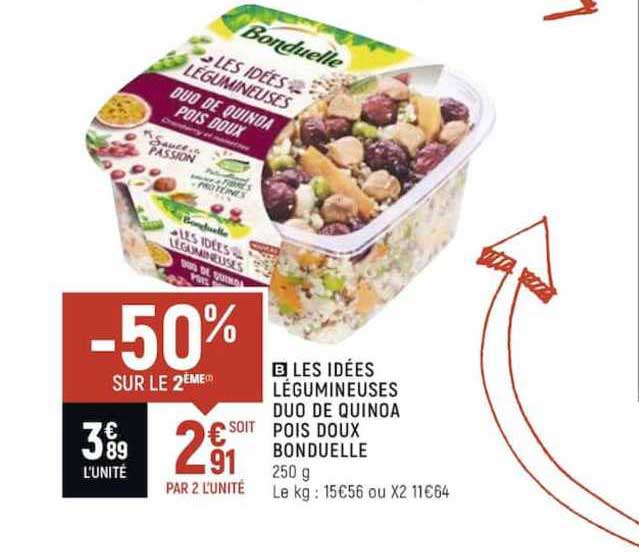 Les Idées Légumineuses Duo De Quinoa Pois Doux Bonduelle -50% Sur Le 2ème