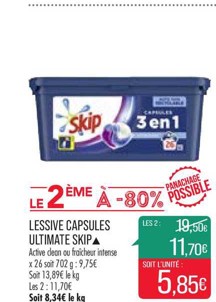 Lessive Capsules Ultimate Skip Le 2ème à -80%