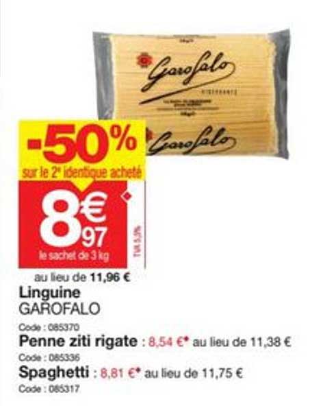 liguine garofalo penne ziti rigate spaghetti -50% sur le 2e identique acheté