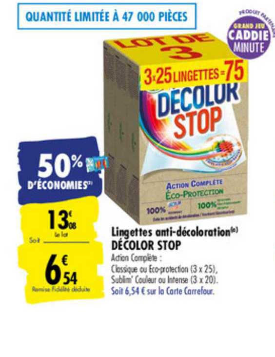 lingettes anti décoloration décolor stop