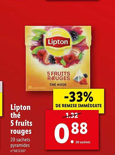 Lipton Thé 5 Fruits Rouges -33% Remise Immédiate