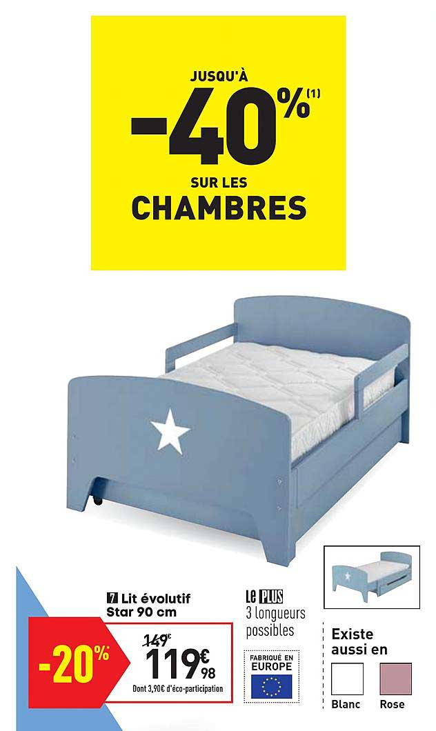 lit évolutif star 90 cm