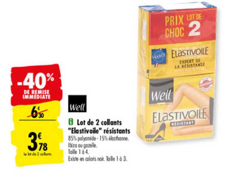 lot de 2 collants elastivoile résistants well -40% remise immédiate