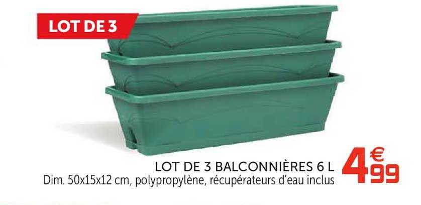lot de 3 balconnières 6 l