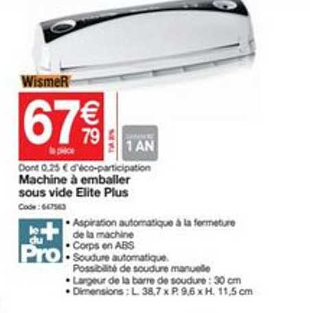 machine à emballer sous vide elite plus