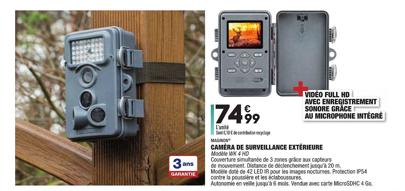 Maginon Caméra De Surveillance Extérieure + Vidéo Full Hd Avec Enregistrement Sonore Grâce Au Microphone Intégré