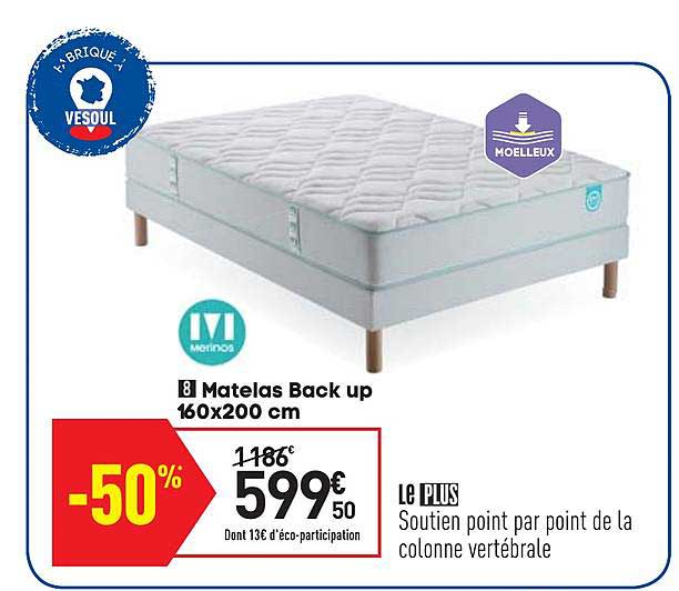 matelas back up 160x200 cm merinos