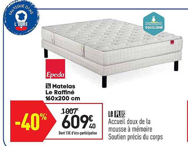 matelas le raffiné 160x200 cm epeda