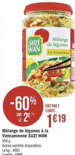 mélange de légumes à la vietnamienne suzi wan -60% sur le 2e