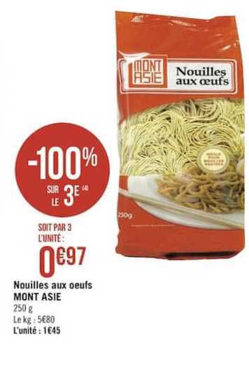 Nouilles Aux Oeufs Mont Asie -100% Sur Le 3e