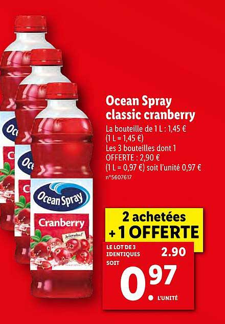 Ocean Spary Classic Cranbery 2 Achetées + 1 Offerte