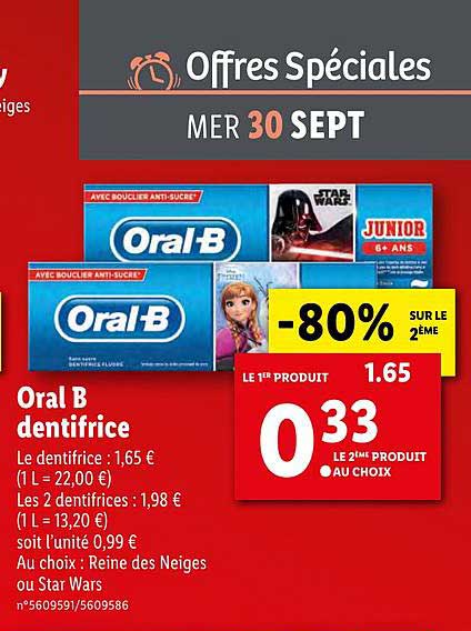 oral b dentifrice -80% sur le 2ème