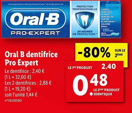 oral b dentifrice pro expert -80% sur le 2ème