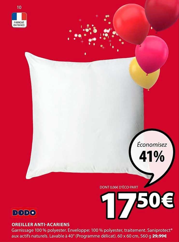 oreiller anti acariens dodo