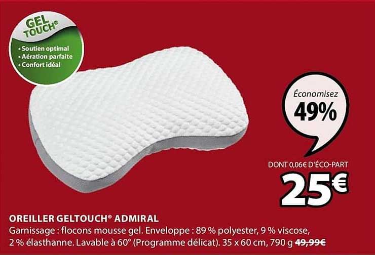 oreiller geltouch admiral
