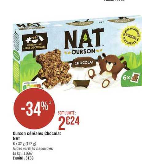 ourson céréales chocolat nat