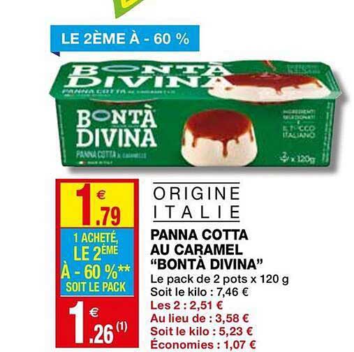 panna cotta au caramel bontà divina le 2ème à -60%
