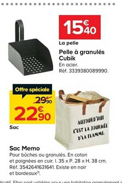 pelle à granulés cubic sac memo