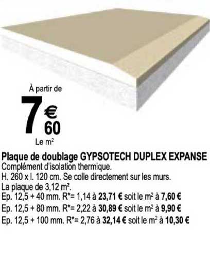 plaque de doublage gypsotech duplex expanse