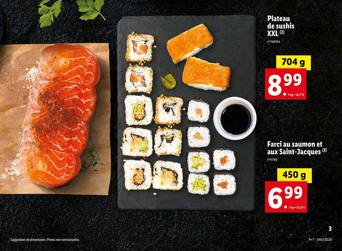 plateau de sushis xxl farci au saumon et aux saint jacques