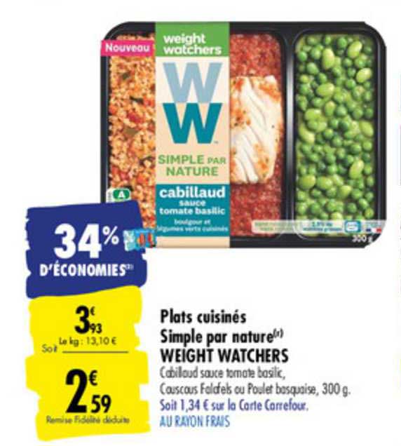 plats cuisinés simple par nature weight watchers