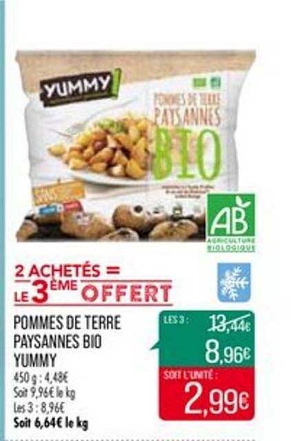 pommes de terre paysanne bio yummy 2 achetés = le 3ème offert