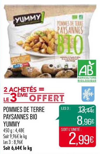 pommes de terre paysannes bio yummy 2 achetés = le 3ème offert