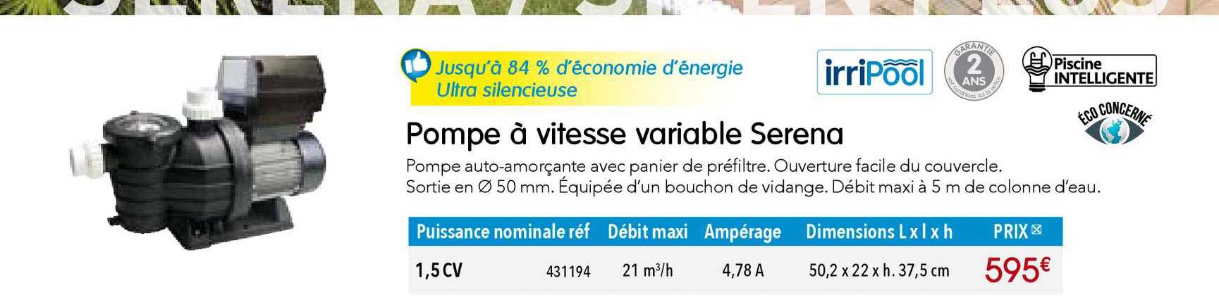 pompe à vitesse variable serena irripool