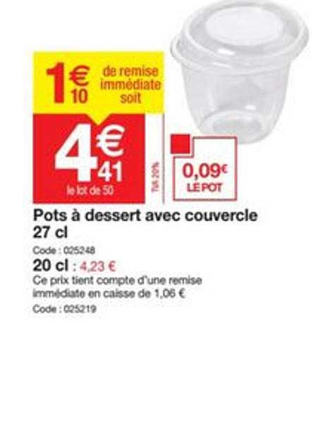 pots à dessert avec couvercle 27 cl 20 cl