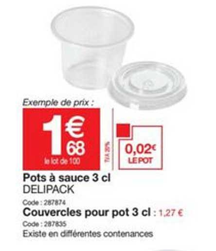 pots à sauce 3 cl delipack couvercles pour pot 3 cl