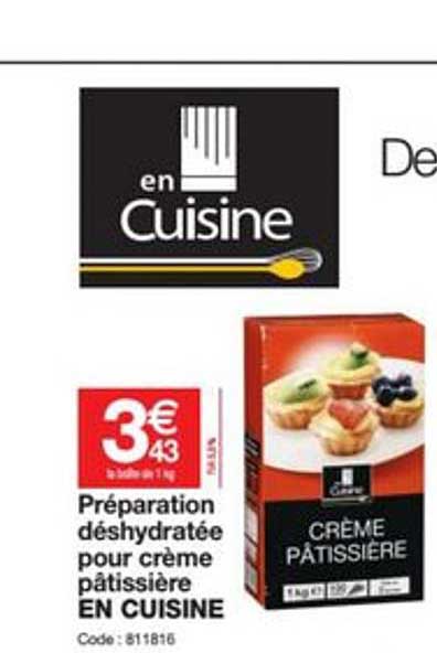préparation déshydratée pour crème pâtissière en cuisine