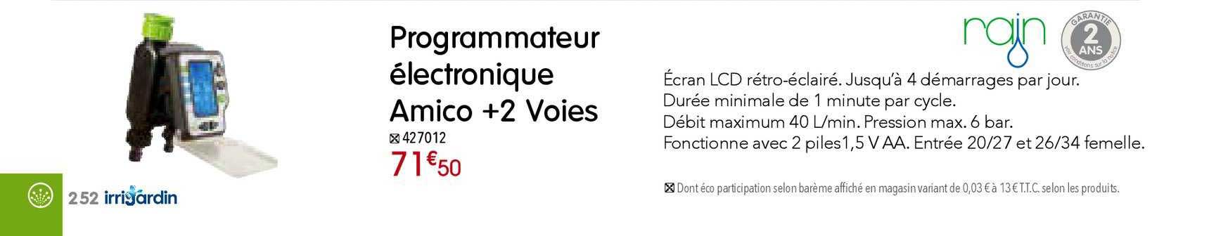 programmateur électronique amico +2 voies rain