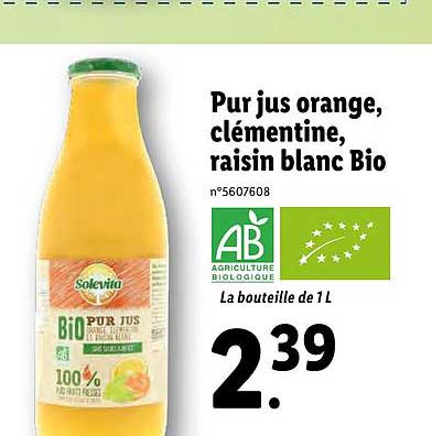 Pur Jus Orange Clémentine Raisin Blanc Bio