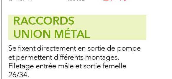 raccords union métal