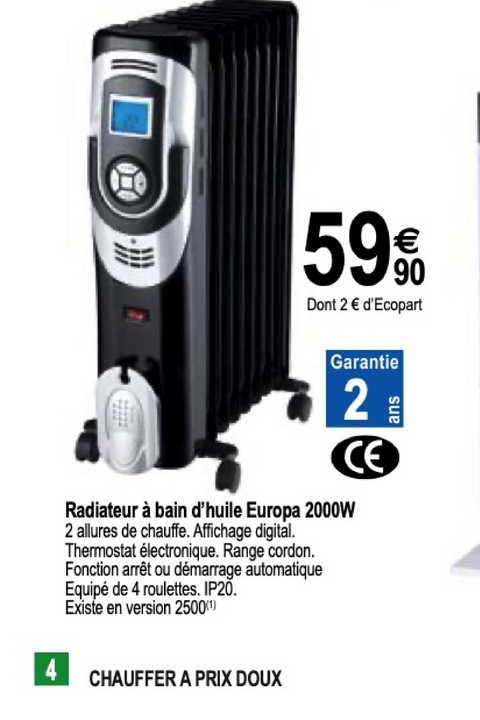 radiateur à bain d'huile europa 2000w