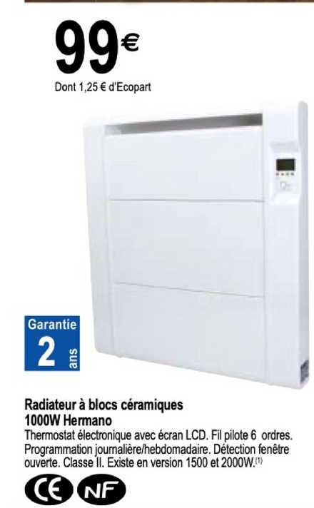 radiateur à blocs céramiques 1000w hermano