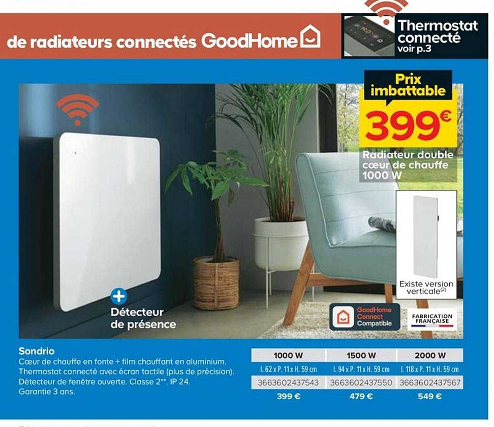 Radiateur Double Cœur De Chauffe 1000 W Sondrio