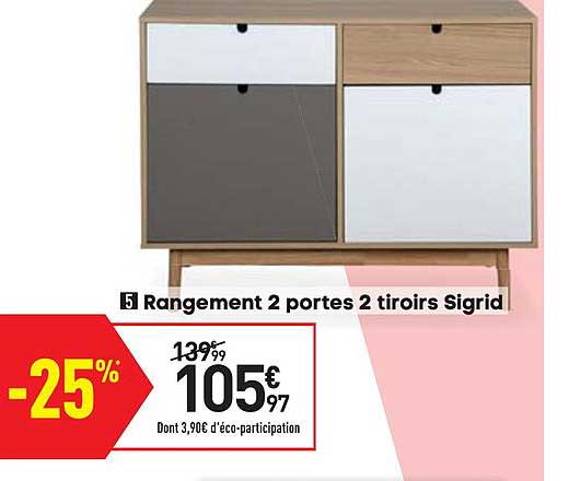 rangement 2 portes 2 tiroirs sigrid