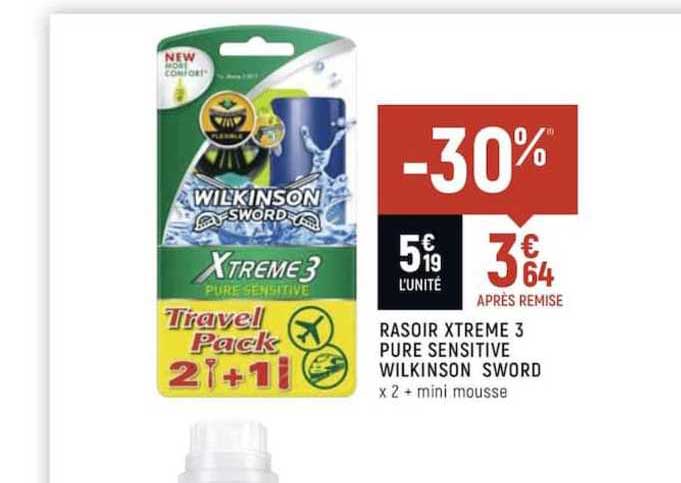 rasoir xtreme 3 pure sensitive wilkinson sword -30%