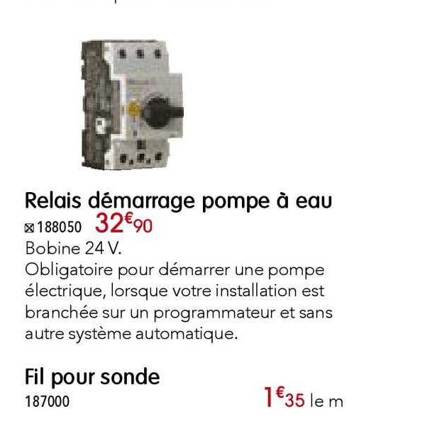 relais démarrage pompe à eau fil pour sonde