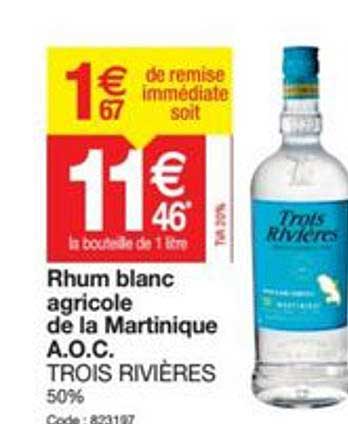 rhum blanc agricole de la martinique a.o.c. trois rivières