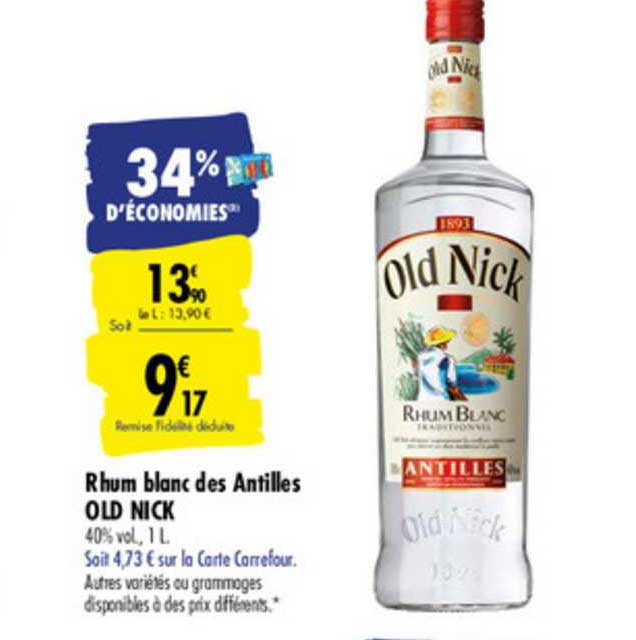 rhum blanc des antilles old nick