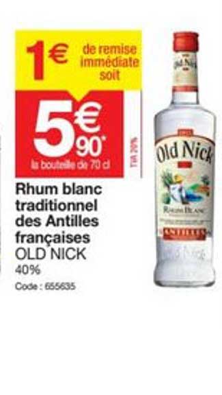 rhum blanc traditionnel des antilles françaises old nick