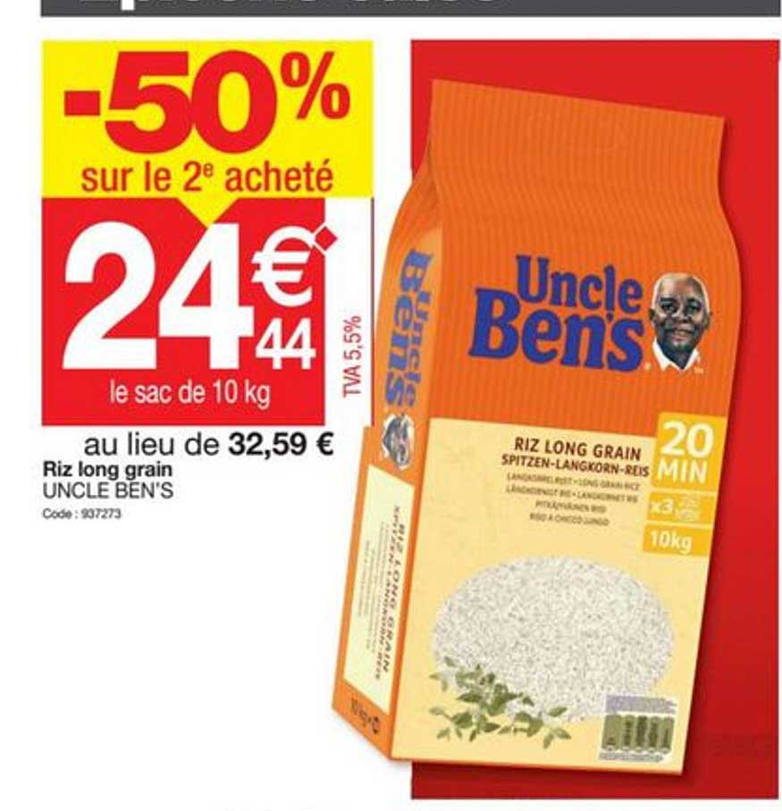 riz long grain uncle ben's -50% sur le 2ème acheté