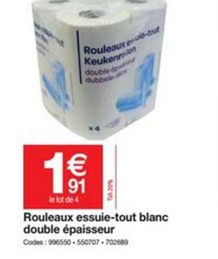rouleaux essuie tout blanc double épaisseur