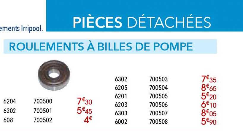 roulements à billes 	de pompe