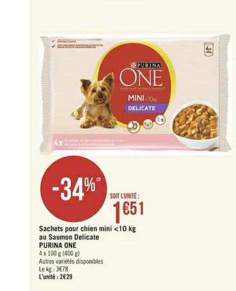 Sachets Pour Chien Mini <10 Kg Au Saumon Delicate Purina One