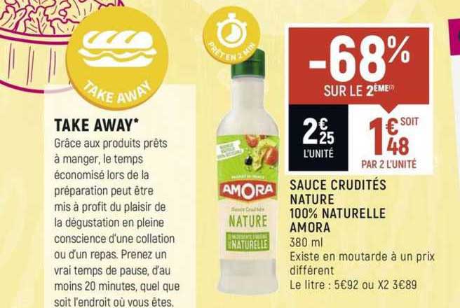 Sauce Crudités Nature 100% Naturelle Amora -68% Sur Le 2ème
