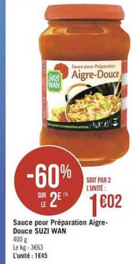 Sauce Pour Préparation Aigre Douce Suzi Wan -60% Sur Le 2e